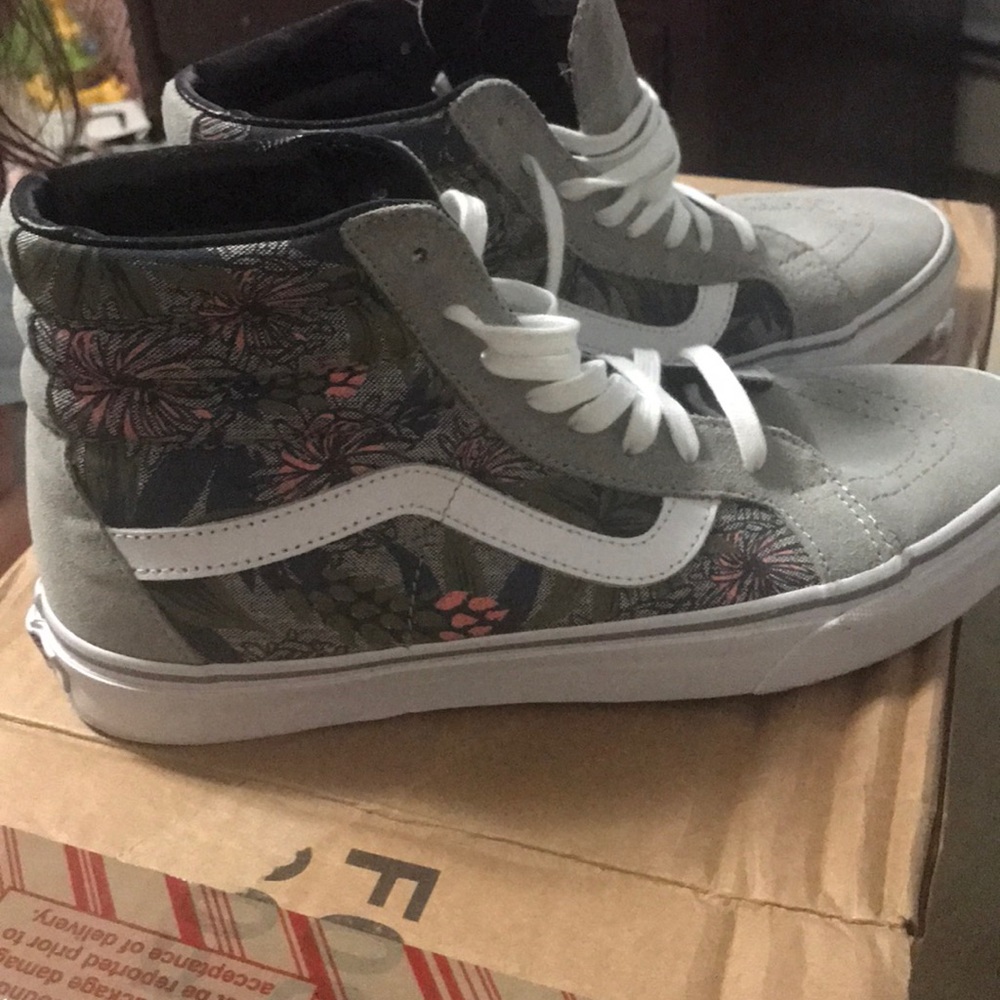 Gray flowered vans